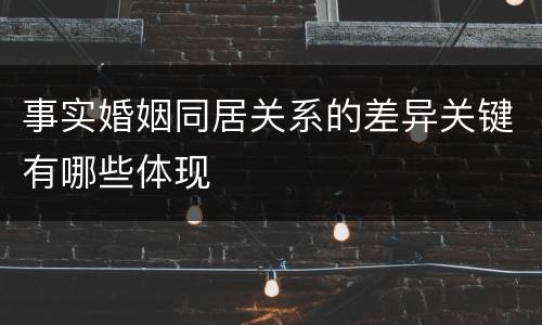 事实婚姻同居关系的差异关键有哪些体现