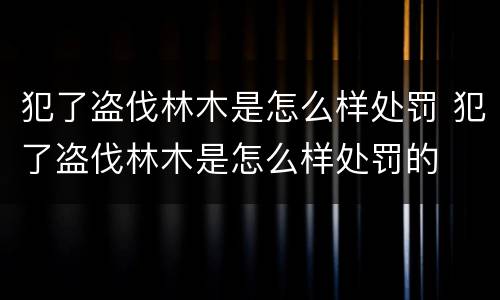 犯了盗伐林木是怎么样处罚 犯了盗伐林木是怎么样处罚的