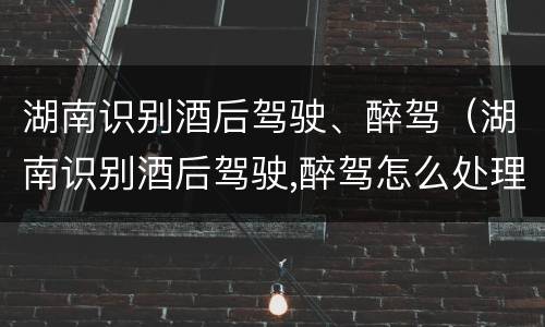 湖南识别酒后驾驶、醉驾（湖南识别酒后驾驶,醉驾怎么处理）