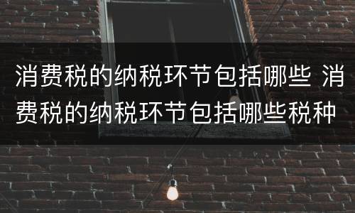 消费税的纳税环节包括哪些 消费税的纳税环节包括哪些税种