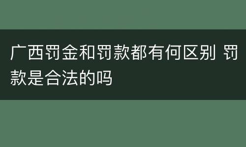 广西罚金和罚款都有何区别 罚款是合法的吗