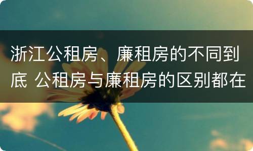 浙江公租房、廉租房的不同到底 公租房与廉租房的区别都在此,别再搞错了!