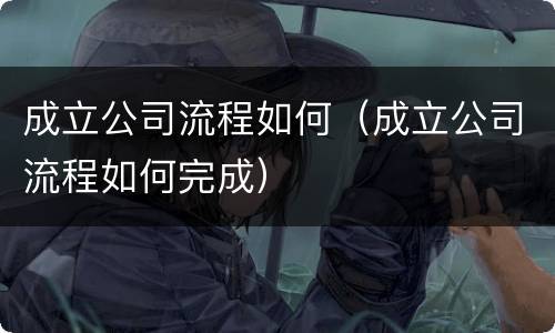 成立公司流程如何（成立公司流程如何完成）