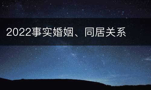 2022事实婚姻、同居关系