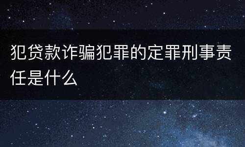 犯贷款诈骗犯罪的定罪刑事责任是什么
