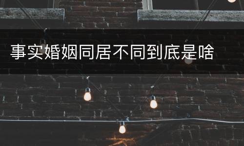 事实婚姻同居不同到底是啥