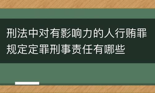 刑法中对有影响力的人行贿罪规定定罪刑事责任有哪些