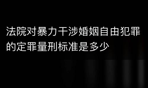 法院对暴力干涉婚姻自由犯罪的定罪量刑标准是多少