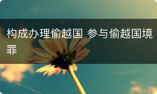 构成办理偷越国 参与偷越国境罪