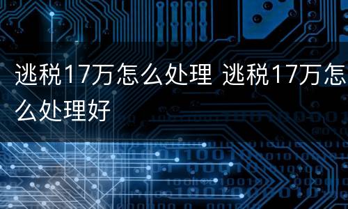 逃税17万怎么处理 逃税17万怎么处理好