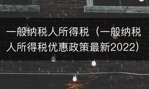 一般纳税人所得税（一般纳税人所得税优惠政策最新2022）