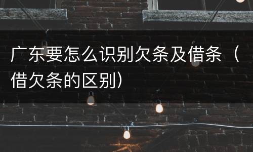 广东要怎么识别欠条及借条（借欠条的区别）