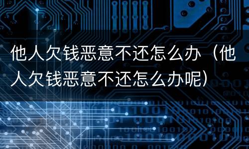 他人欠钱恶意不还怎么办（他人欠钱恶意不还怎么办呢）