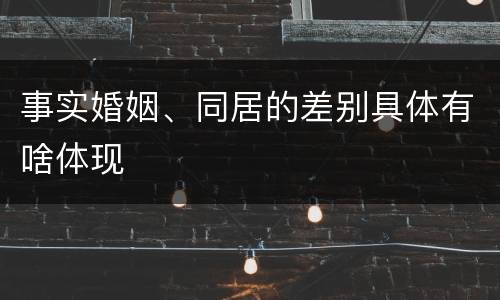 事实婚姻、同居的差别具体有啥体现