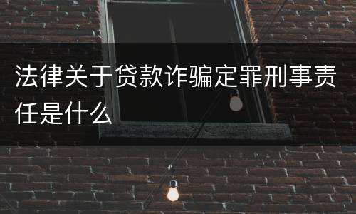 法律关于贷款诈骗定罪刑事责任是什么