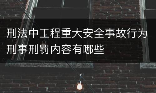 刑法中工程重大安全事故行为刑事刑罚内容有哪些