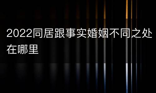 2022同居跟事实婚姻不同之处在哪里