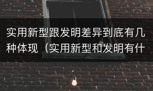 实用新型跟发明差异到底有几种体现（实用新型和发明有什么区别）