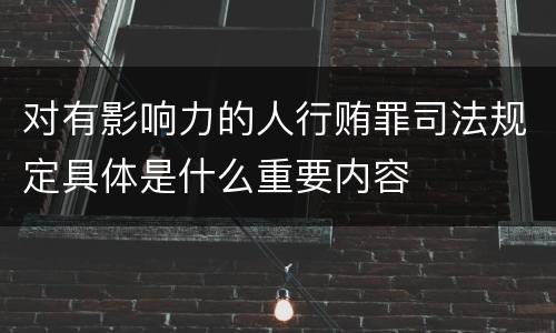 对有影响力的人行贿罪司法规定具体是什么重要内容