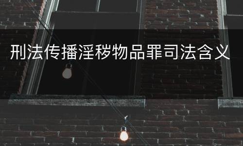 刑法传播淫秽物品罪司法含义