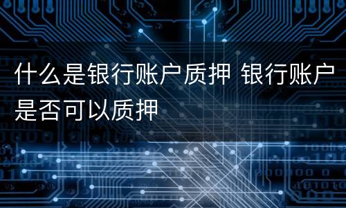 什么是银行账户质押 银行账户是否可以质押
