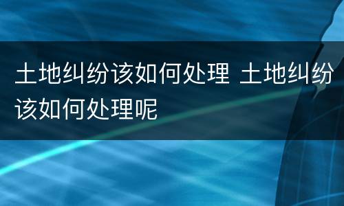 土地纠纷该如何处理 土地纠纷该如何处理呢