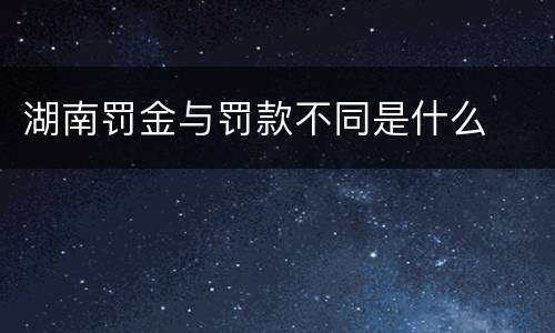 湖南罚金与罚款不同是什么