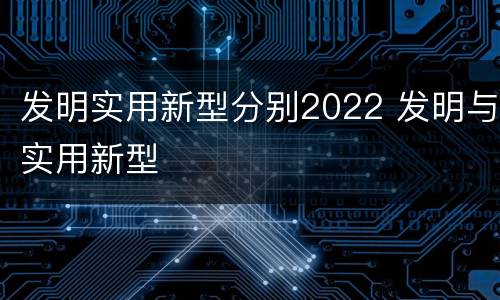 发明实用新型分别2022 发明与实用新型