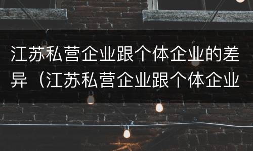 江苏私营企业跟个体企业的差异（江苏私营企业跟个体企业的差异有多大）