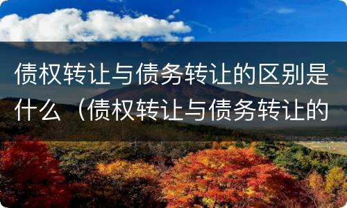 债权转让与债务转让的区别是什么（债权转让与债务转让的区别是什么呢）