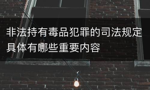 非法持有毒品犯罪的司法规定具体有哪些重要内容