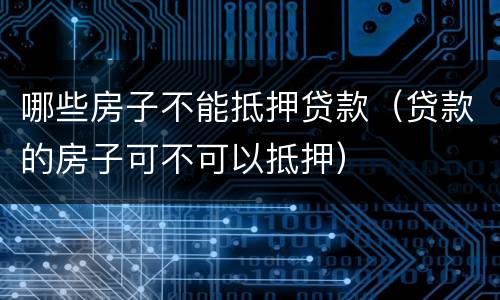 哪些房子不能抵押贷款（贷款的房子可不可以抵押）