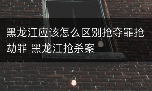 黑龙江应该怎么区别抢夺罪抢劫罪 黑龙江抢杀案