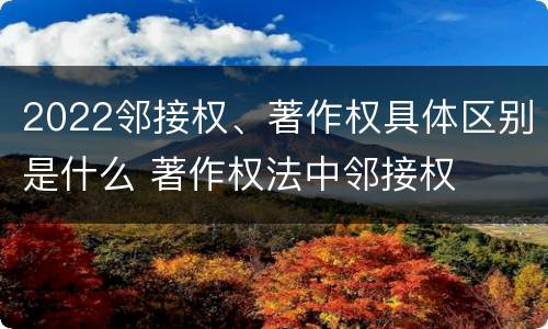 2022邻接权、著作权具体区别是什么 著作权法中邻接权