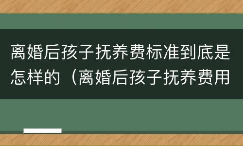 离婚后孩子抚养费标准到底是怎样的（离婚后孩子抚养费用怎么算）