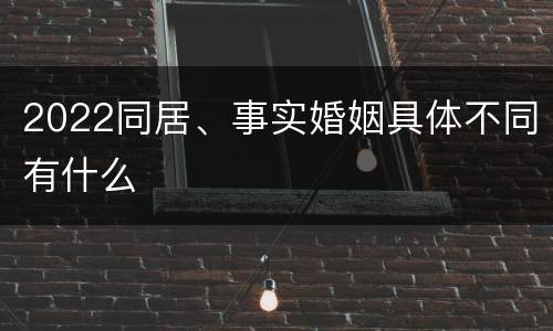 2022同居、事实婚姻具体不同有什么
