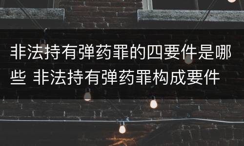 非法持有弹药罪的四要件是哪些 非法持有弹药罪构成要件