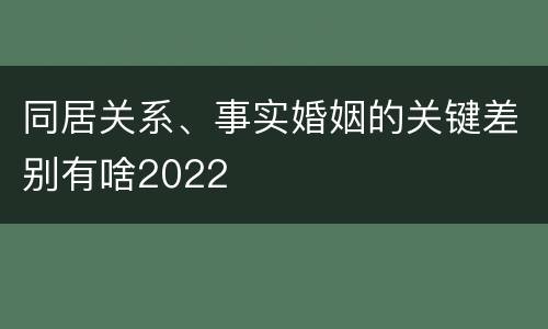 同居关系、事实婚姻的关键差别有啥2022