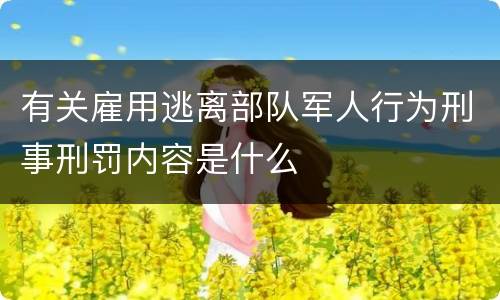 有关雇用逃离部队军人行为刑事刑罚内容是什么