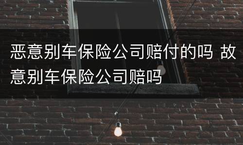 恶意别车保险公司赔付的吗 故意别车保险公司赔吗