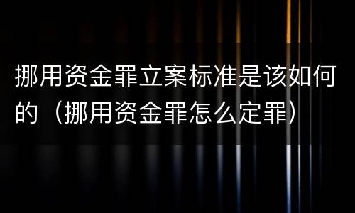 挪用资金罪立案标准是该如何的（挪用资金罪怎么定罪）