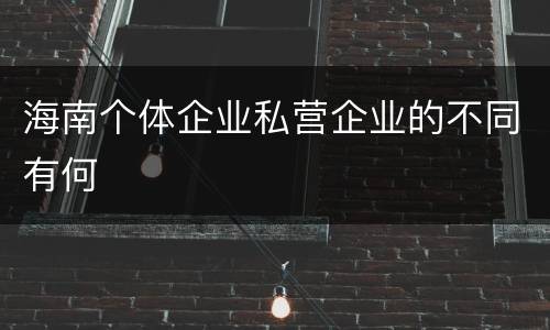 海南个体企业私营企业的不同有何