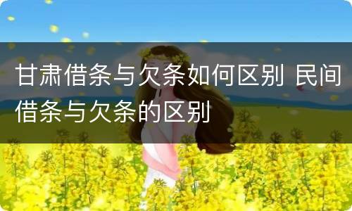 甘肃借条与欠条如何区别 民间借条与欠条的区别