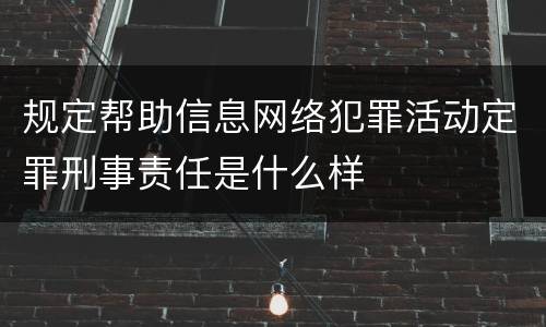 规定帮助信息网络犯罪活动定罪刑事责任是什么样