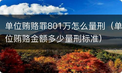 单位贿赂罪801万怎么量刑（单位贿赂金额多少量刑标准）