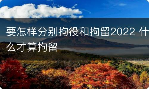 要怎样分别拘役和拘留2022 什么才算拘留