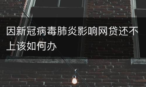 因新冠病毒肺炎影响网贷还不上该如何办