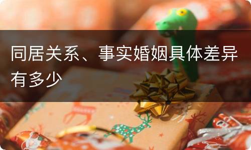 同居关系、事实婚姻具体差异有多少