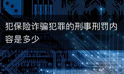 犯保险诈骗犯罪的刑事刑罚内容是多少