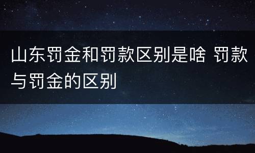 山东罚金和罚款区别是啥 罚款与罚金的区别